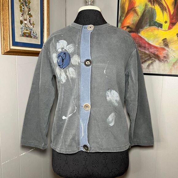 Kunky's Hand Painted Garment Artsy ( Small ) Flower Leaves Art Boho - Picture 1 of 7